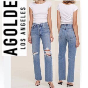 Agolde Lana Blue Straight Leg Jeans High Rise size 26